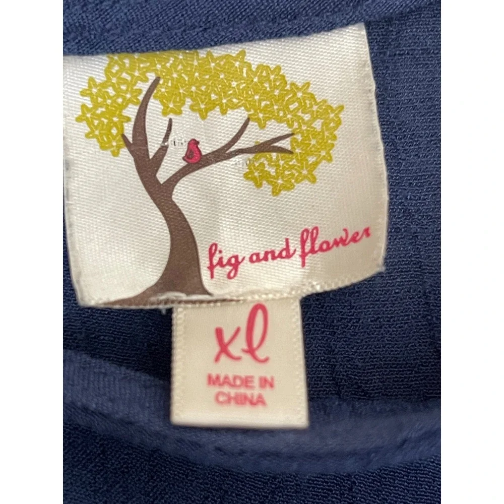 Fig and Flower Women Blue Embroidered Floral Peasant Blouse XL Long Sleeve Boho - Picture 8 of 16